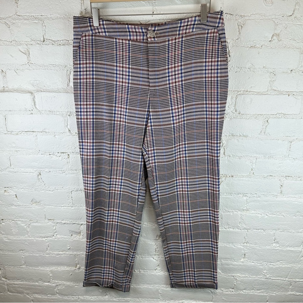 Anthropologie Malcolm Plaid Tapered Straight Leg Trousers Women’s Size 12